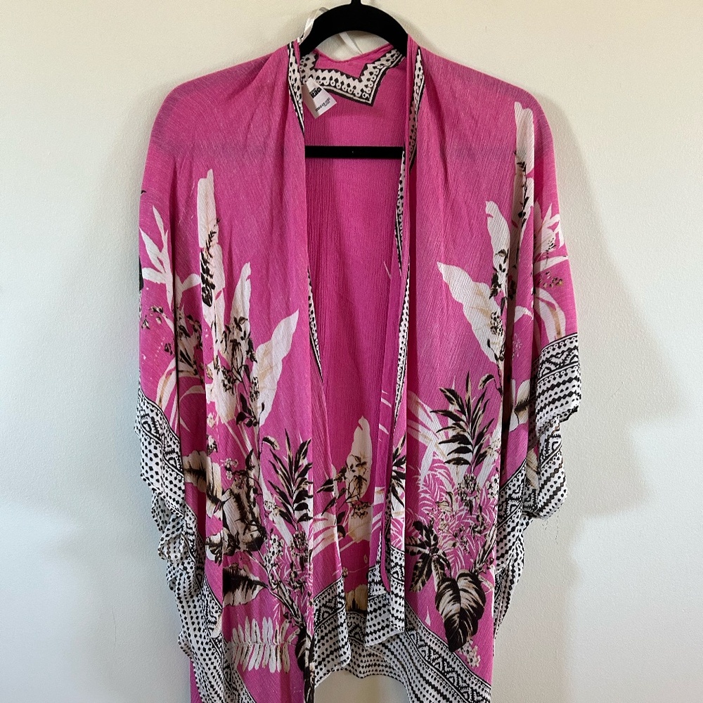Nordstrom Rack Pink Floral Jacket Kimono One Size